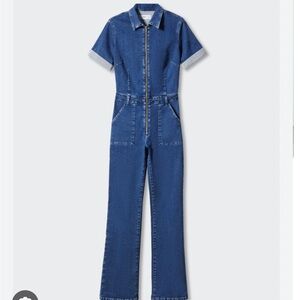 Mango denim zip jumpsuit